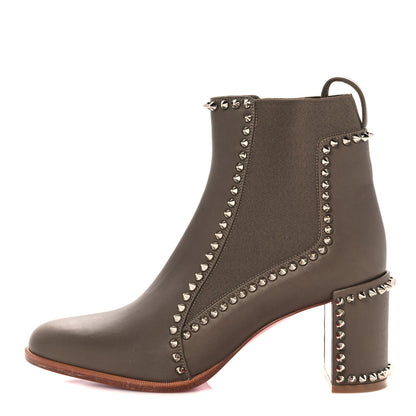 Christian Louboutin Calfskin Spikes Chelsea Outline Boots 37 Silex Grey 1 of 8