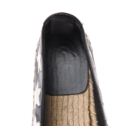 Saint Laurent Nappa Embossed Star Print Espadrilles 35 Black Optic White 6 of 10