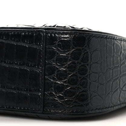 Saint Laurent Calfskin Crocodile Embossed Le 5 A 7 Hobo Black 10 of 10