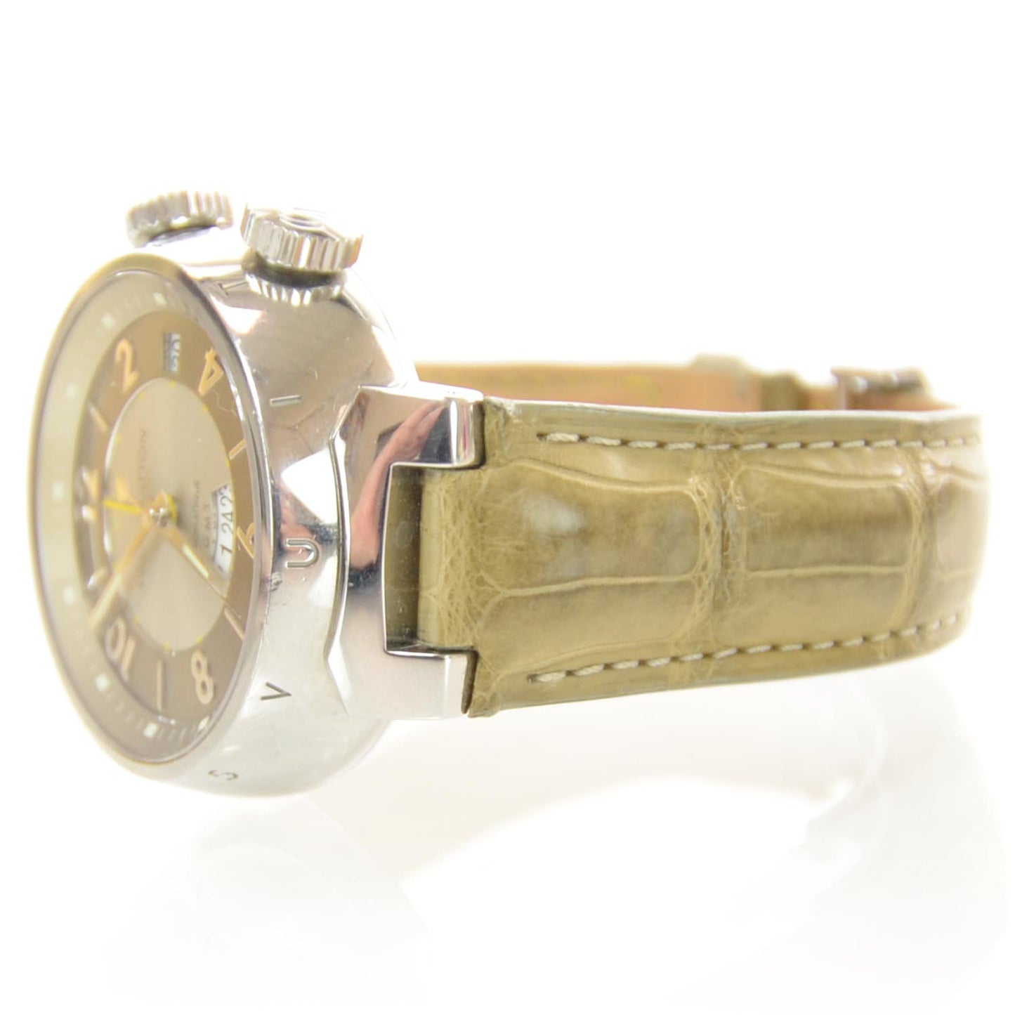 Stainless Steel Alligator 41mm Tambour Reveil GMT Automatic Watch