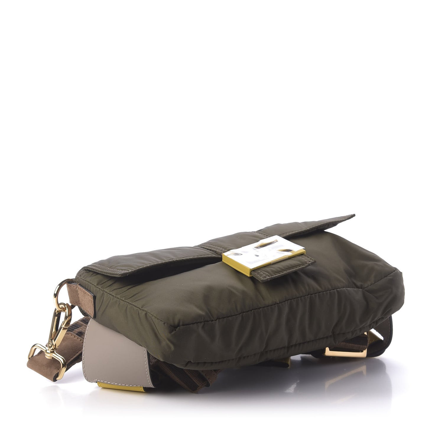 Nylon Dolmias Vitello Grace FF Puffer Belt Baguette Bag Military Brown Tortora
