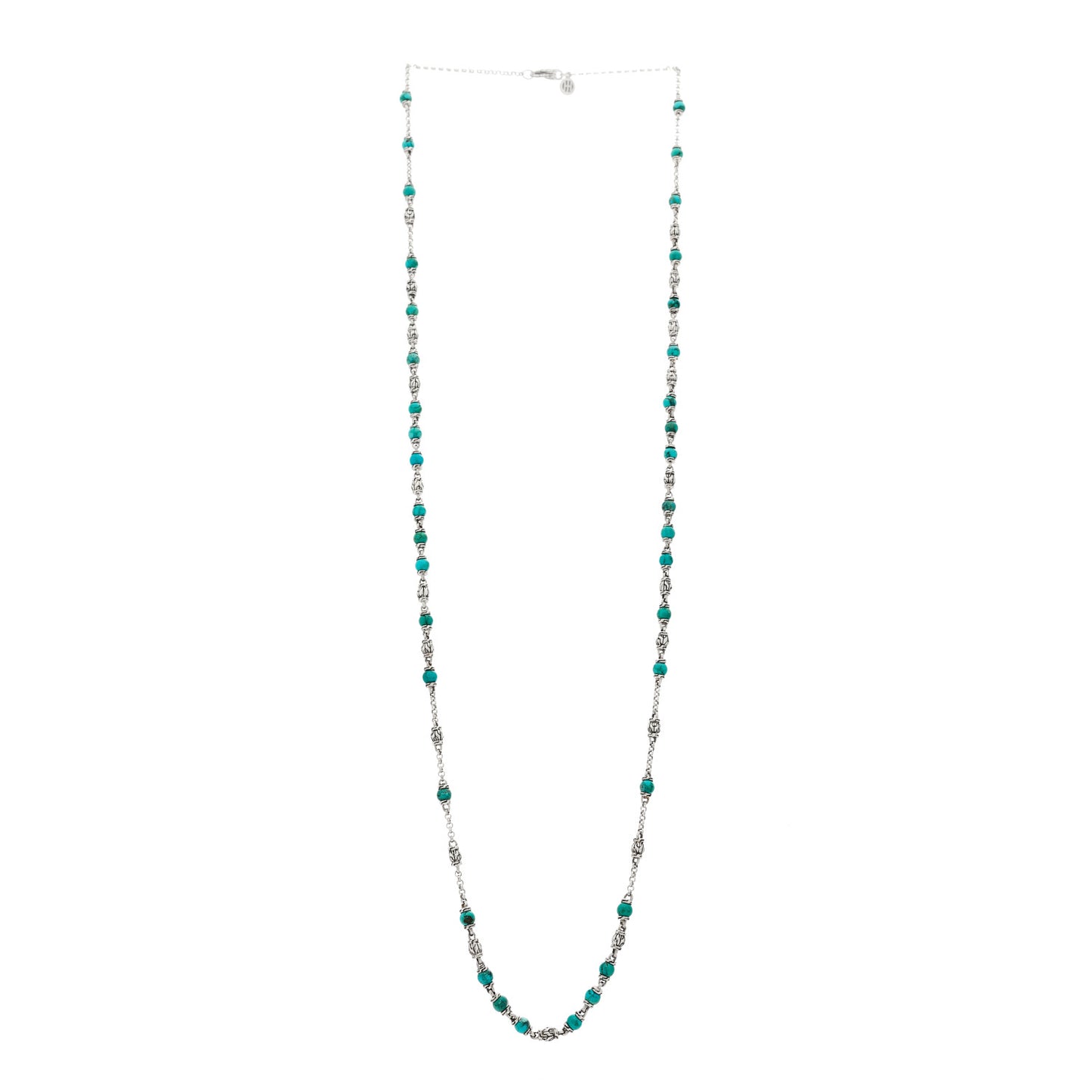 Sterling Silver Turquoise Classic Chain Bead Necklace