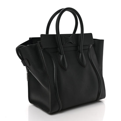 Celine Drummed Calfskin Mini Luggage Black 3 of 8