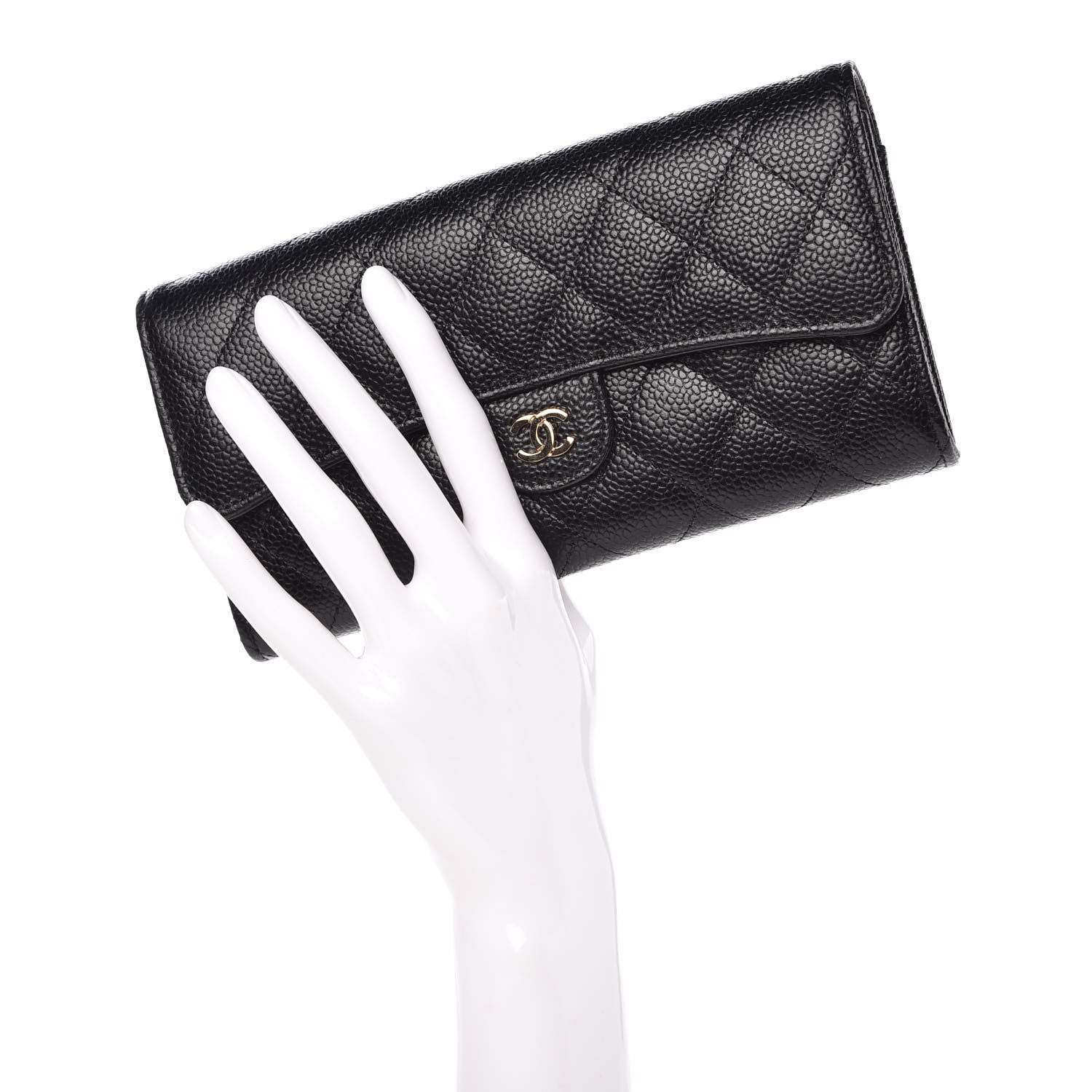Chanel Caviar Quilted Large Gusset Flap Wallet Black 2 of 9