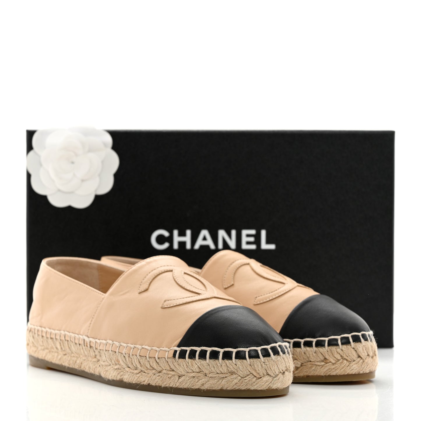 Lambskin CC Espadrilles 38 Beige Black