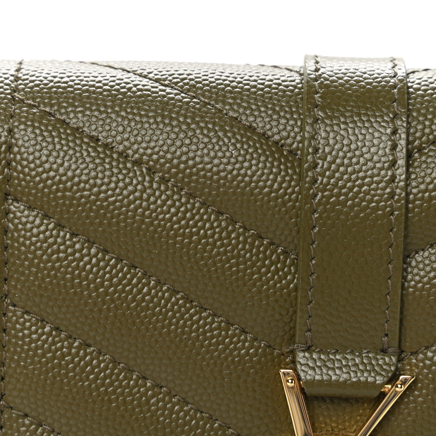 Grain De Poudre Textured Mixed Matelasse Triquilt Monogram Clutch Vert Kaki