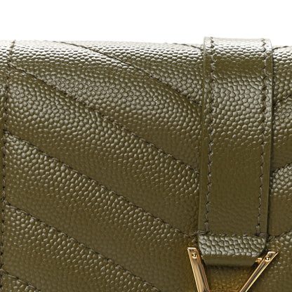 Saint Laurent Grain De Poudre Textured Mixed Matelasse Triquilt Monogram Clutch Vert Kaki 9 of 9
