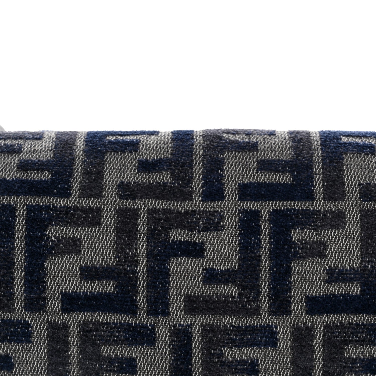 Fendi Chenille FF Embroidered Baguette Dark Blue Grey 7 of 9