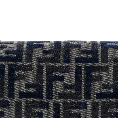 Fendi Chenille FF Embroidered Baguette Dark Blue Grey 7 of 9