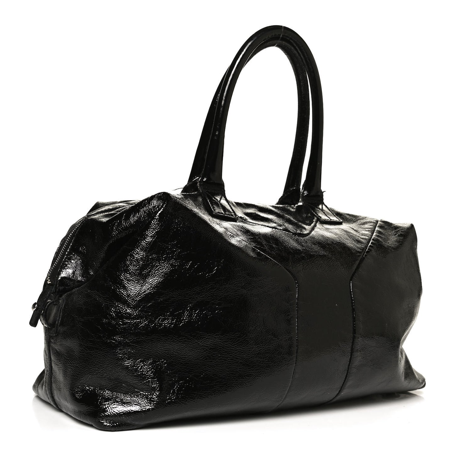 Textured Patent Medium Easy Y Bag Black
