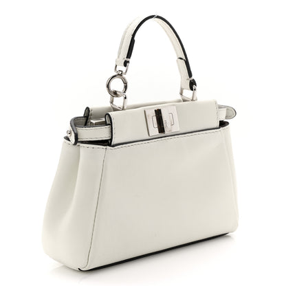 Fendi Shiny Nappa Micro Peekaboo Iconic Satchel White 3 of 11