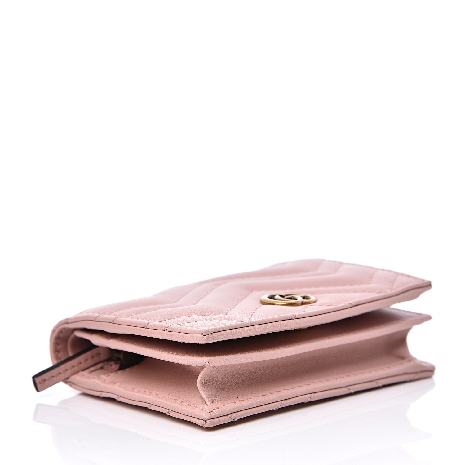 Gucci Calfskin Matelasse GG Marmont Card Case Wallet Perfect Pink 3 of 7