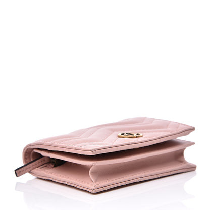 Gucci Calfskin Matelasse GG Marmont Card Case Wallet Perfect Pink 3 of 7