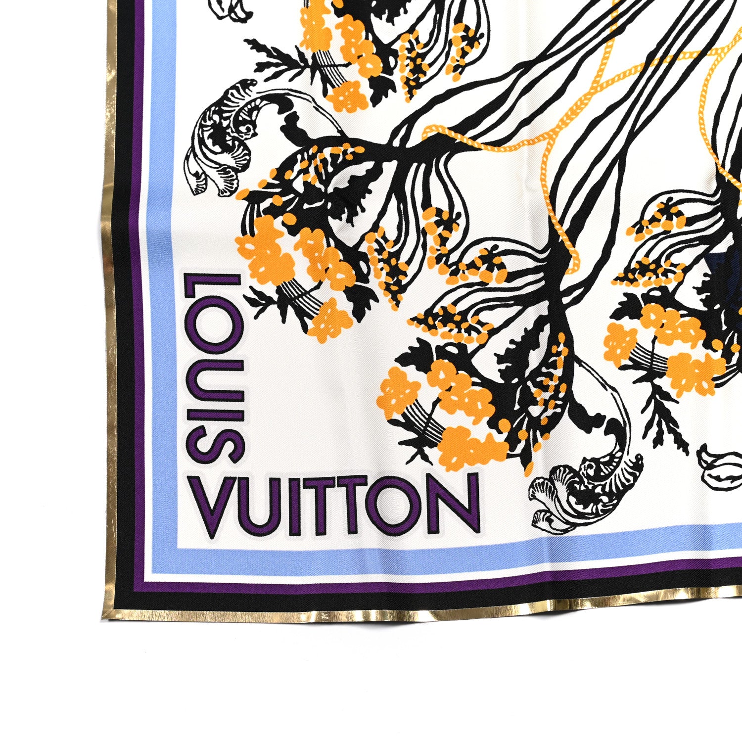 Louis Vuitton Silk Floral Stamp Scarf White 3 of 3