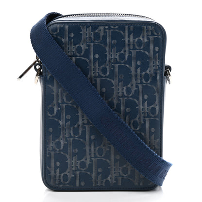 Christian Dior Calfskin Oblique Galaxy Perforated World Tour Messenger Pouch Blue White 1 of 10