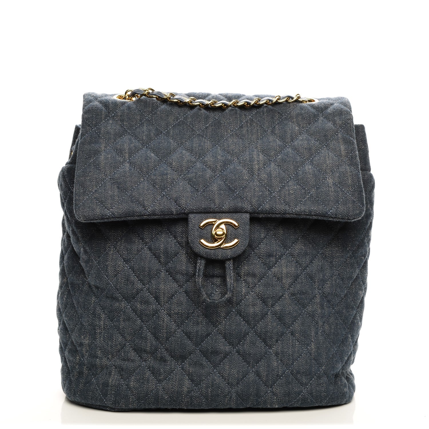 Chanel Washed Denim Quilted Large Urban Spirit Backpack Dark Blue 1 of 7