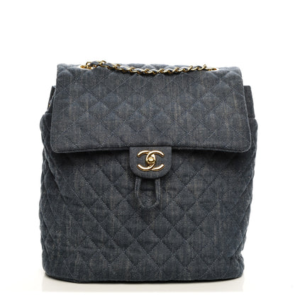 Chanel Washed Denim Quilted Large Urban Spirit Backpack Dark Blue 1 of 7
