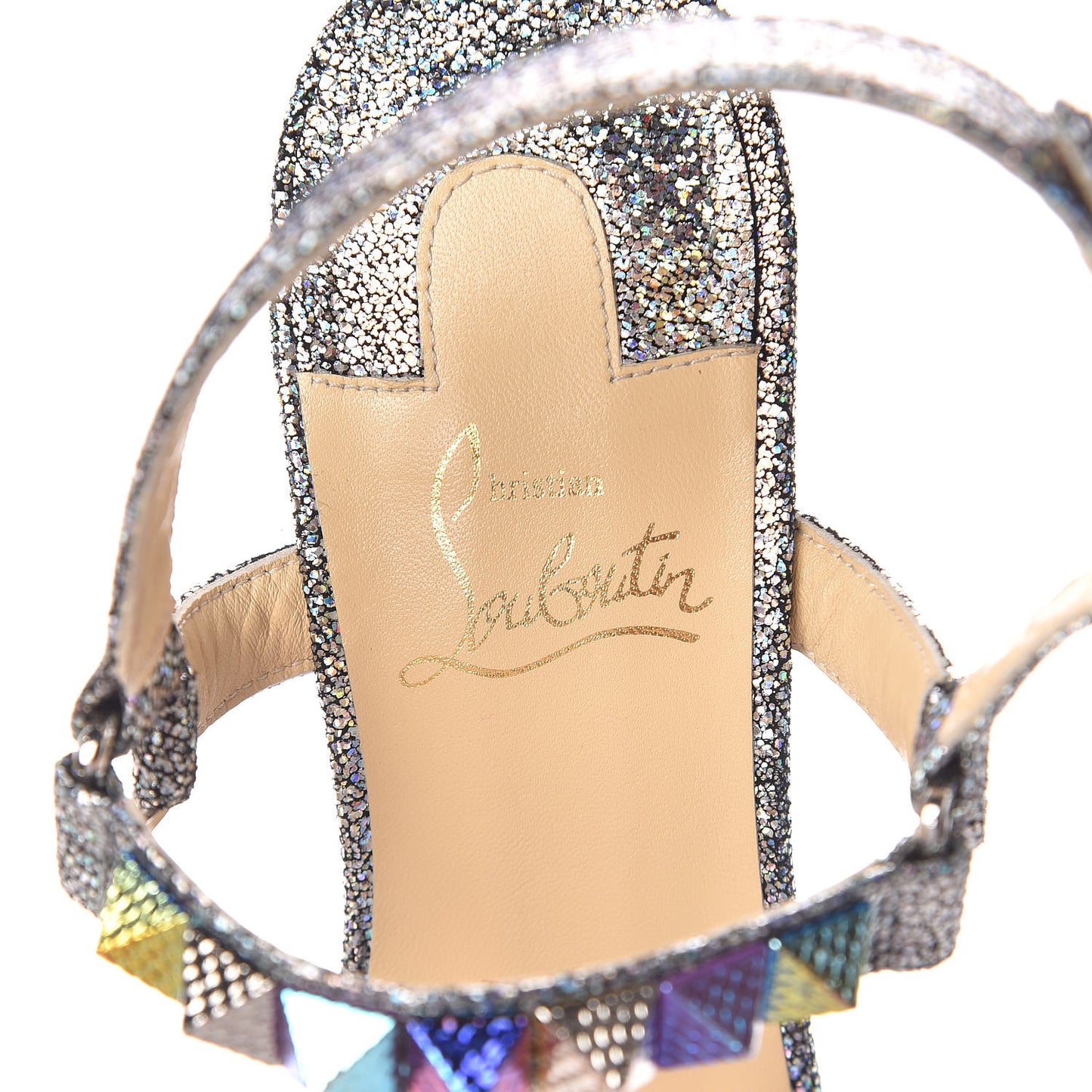 Nappa Mica Pyraclou 110 Wedge Sandals 40 Silver