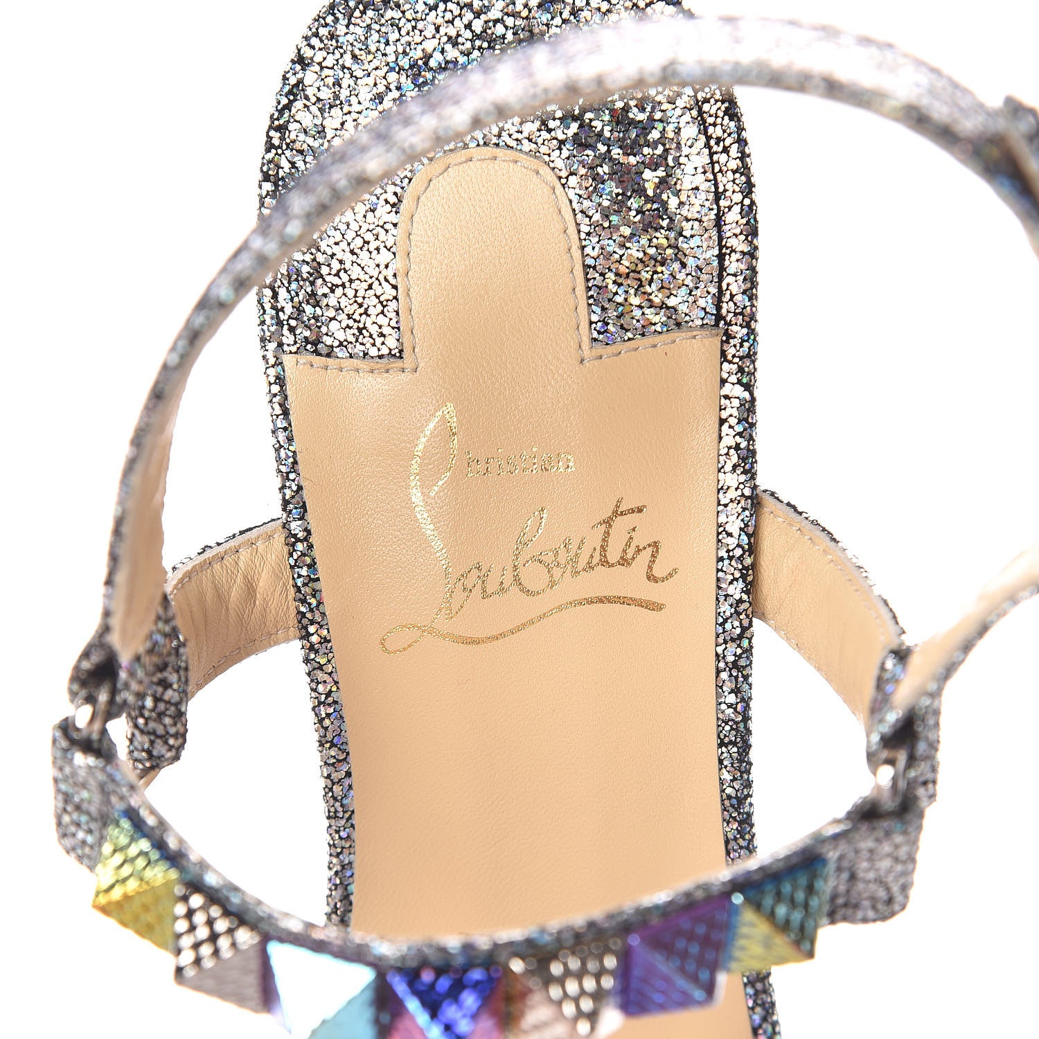 Christian Louboutin Nappa Mica Pyraclou 110 Wedge Sandals 40 Silver 6 of 9