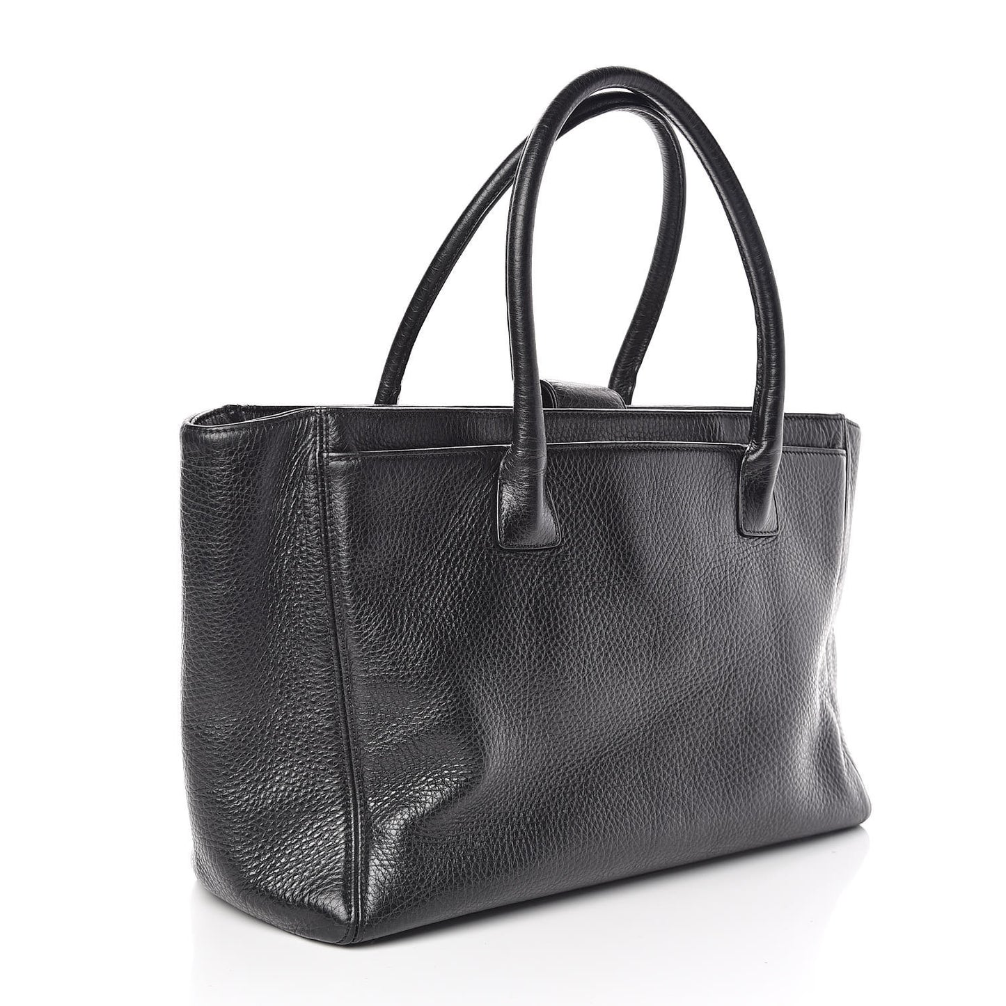 Calfskin Cerf Executive Shopper Tote Black