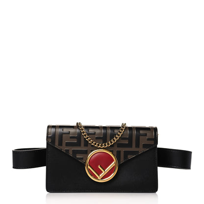 Fendi Vitello Liberty F is Fendi Bi-Color FF 1974 Embossed Envelope Belt Bag Maya Black 1 of 9