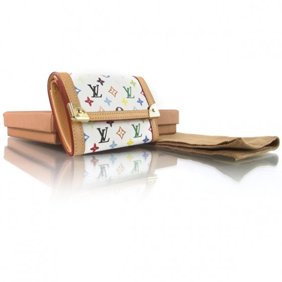 Louis Vuitton Monogram Multicolor Porte-Monnaie Plat Coin Purse White 2 of 5