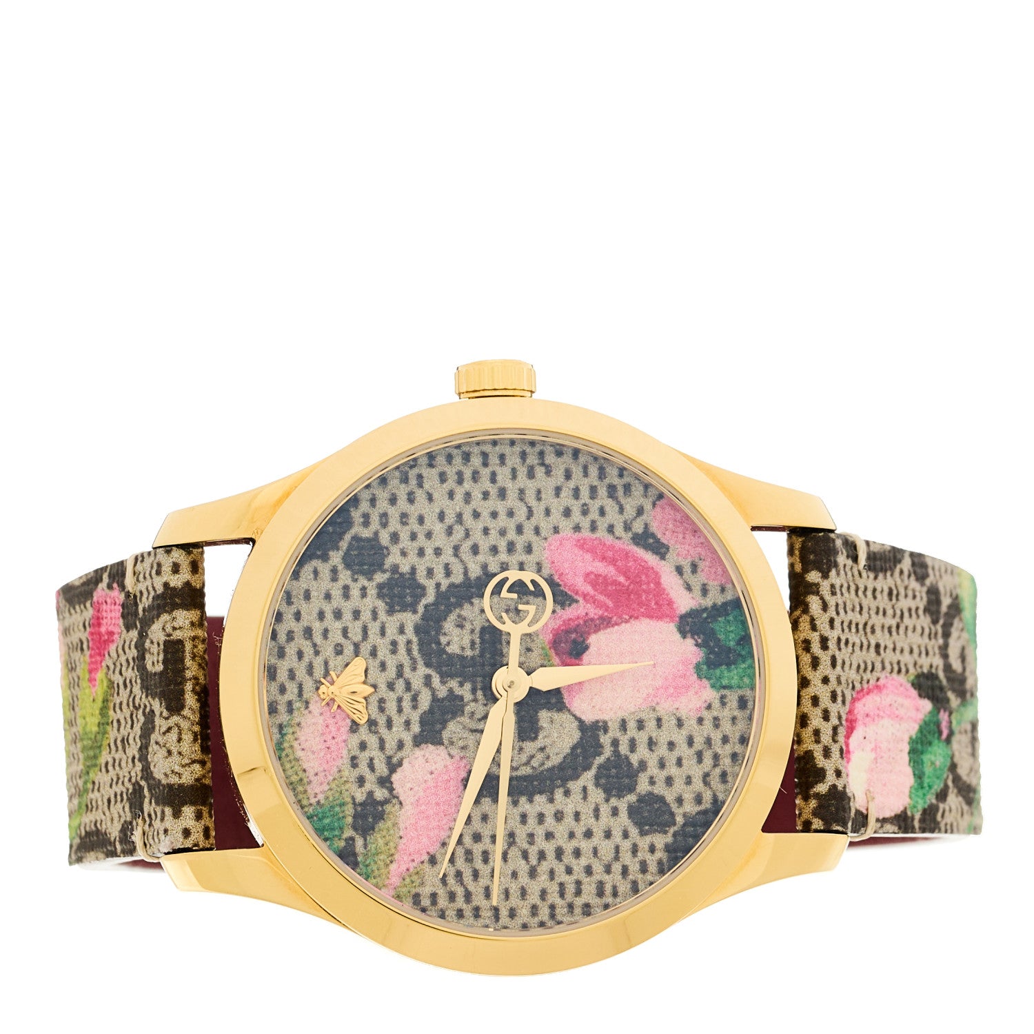 Gucci Stainless Steel Canvas 38mm G-Timeless Supreme GG Blooms Quartz Watch Brown 2 of 5