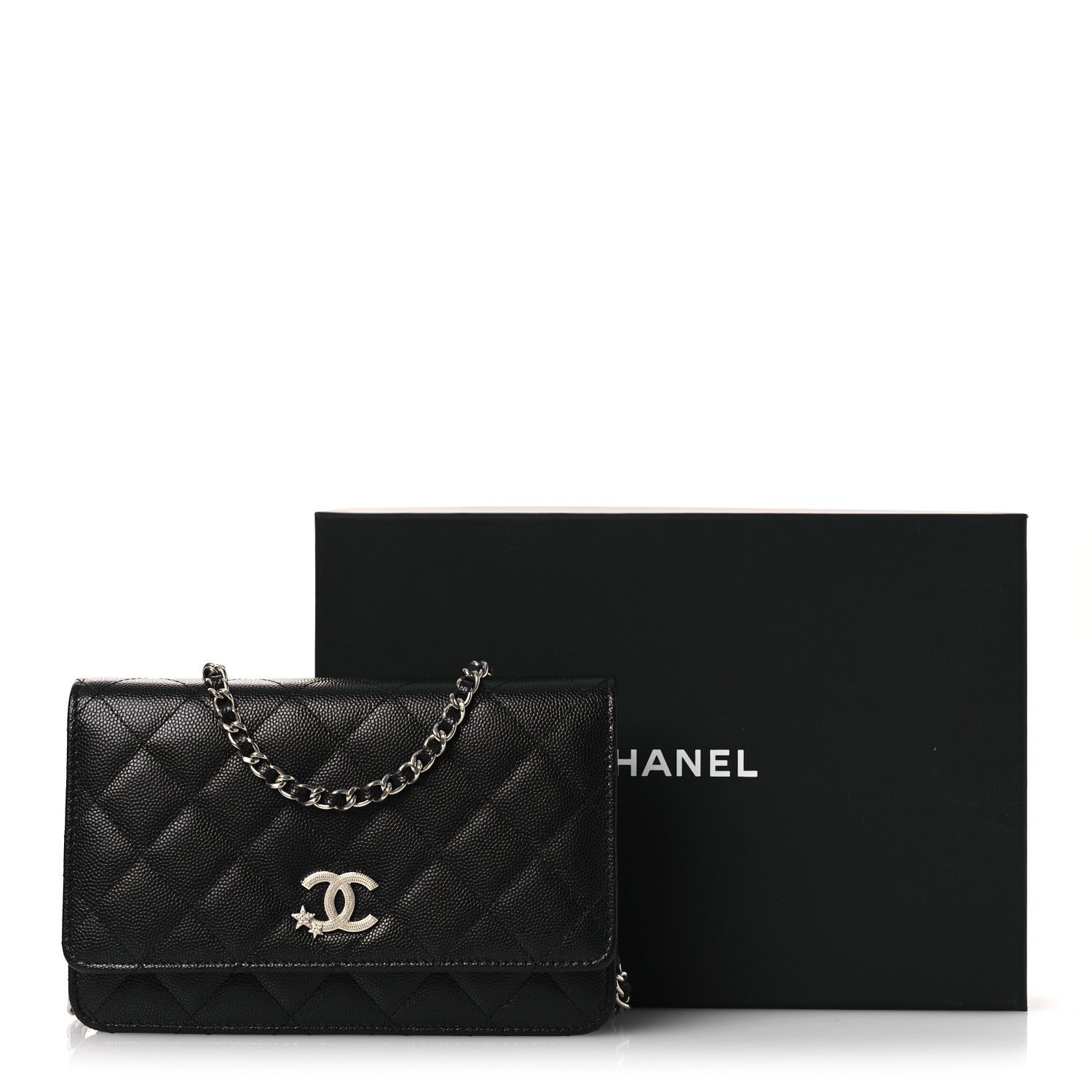 Chanel Caviar Quilted Crystal Star Wallet On Chain Black 14 of 14