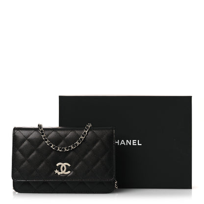 Chanel Caviar Quilted Crystal Star Wallet On Chain Black 14 of 14
