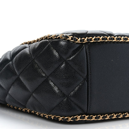 Chanel Caviar Quilted Chain Around Multi Chain Bucket Drawstring Bag Black 8 of 9