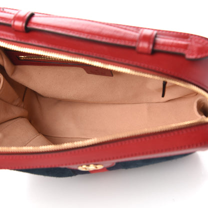 Gucci Suede Calfskin Web Small Ophidia Top Handle Shoulder Bag New Blue Romantic Cherry 5 of 10