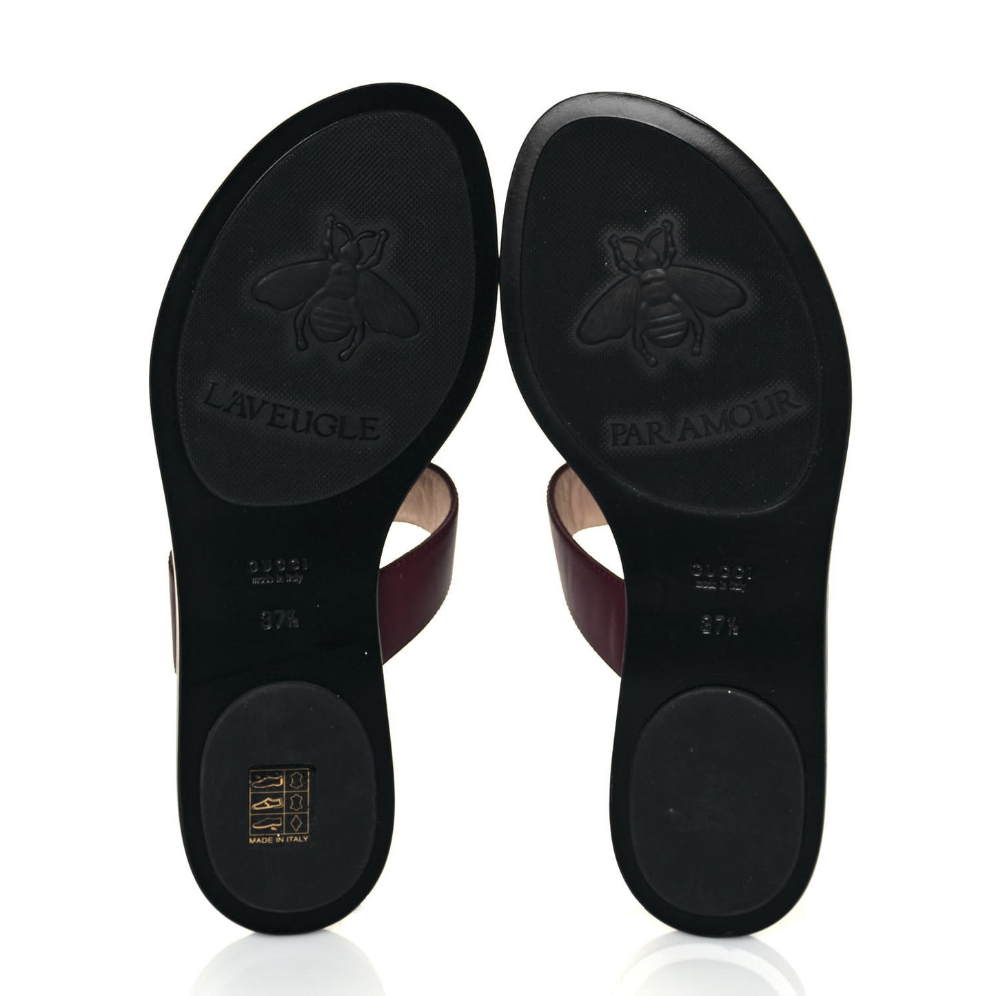 Calfskin GG Marmont Thong Sandals 37.5 Vintage Bordeaux