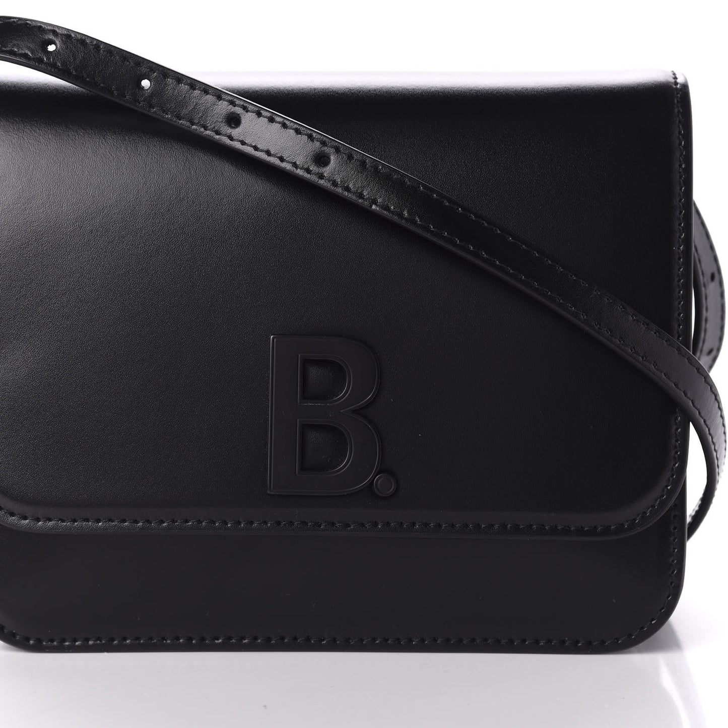 Shiny Box Calfskin Small B Bag Black