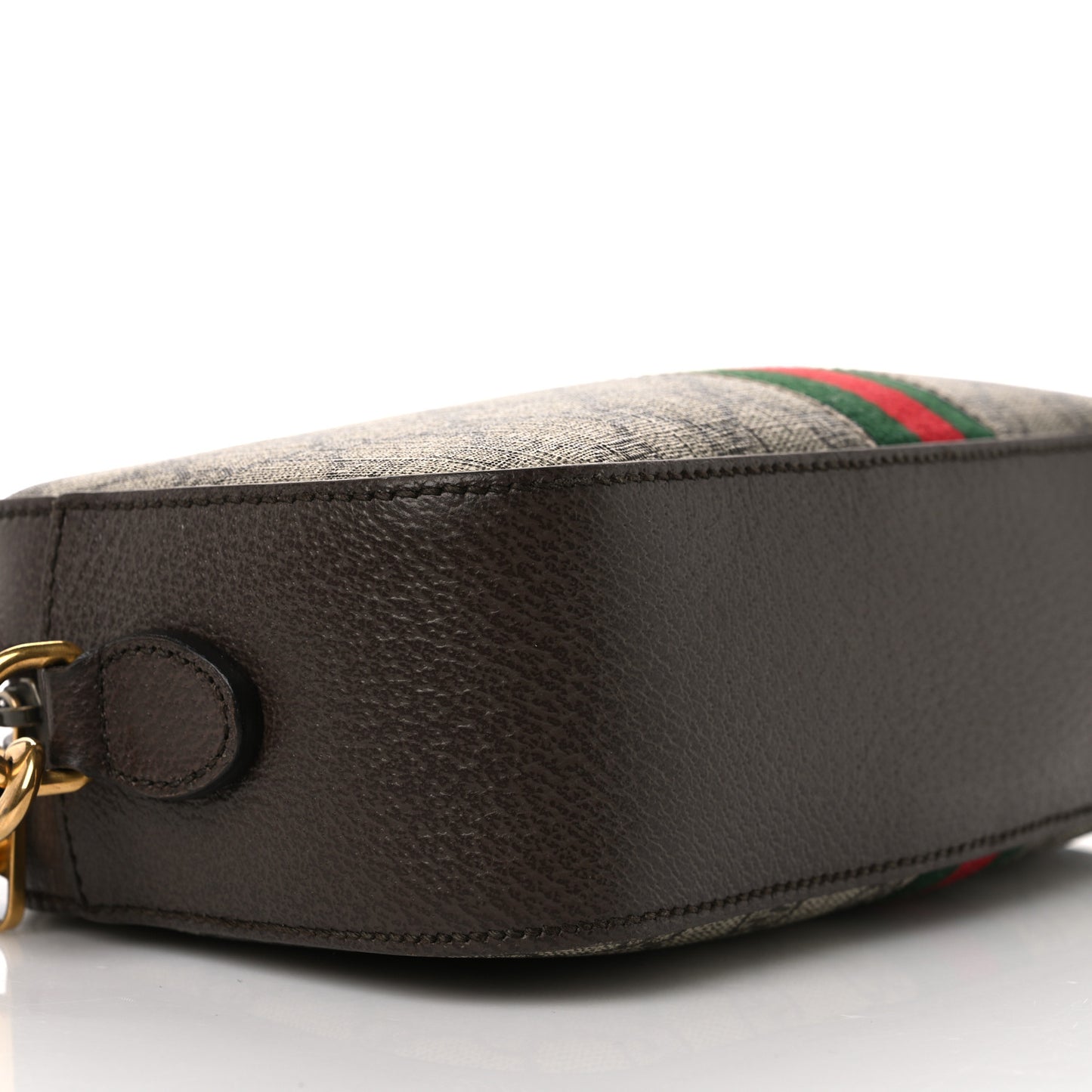 GG Supreme Monogram Textured Dollar Calfskin Web Ophidia Wristlet Shoulder Bag Beige Ebony New Acero