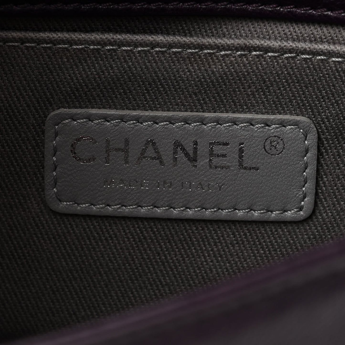 Calfskin Crystal Embossed Small Boy Flap Plum