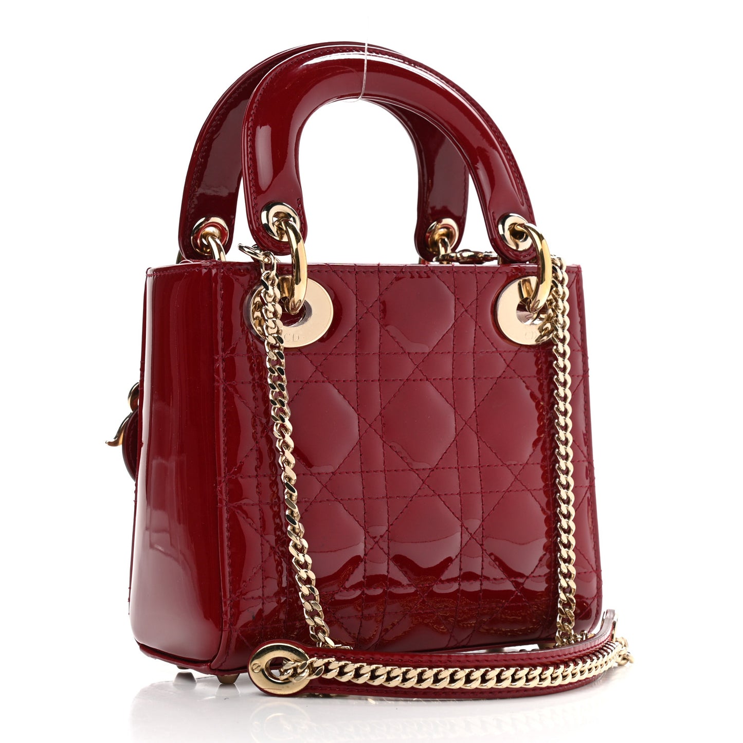 Patent Cannage Mini Lady Dior Red