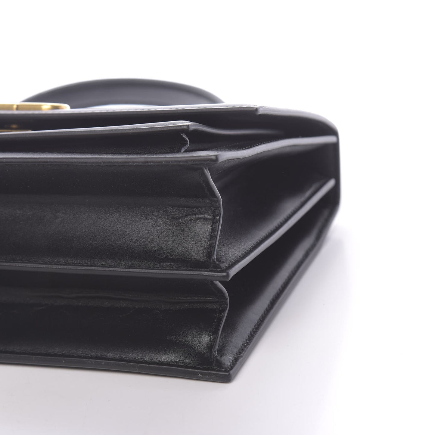 Box Calfskin Medium Sharp Top Handle Bag Black