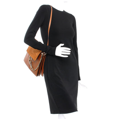 Chloe Suede Calfskin Medium Faye Shoulder Bag Tobacco 2 of 9