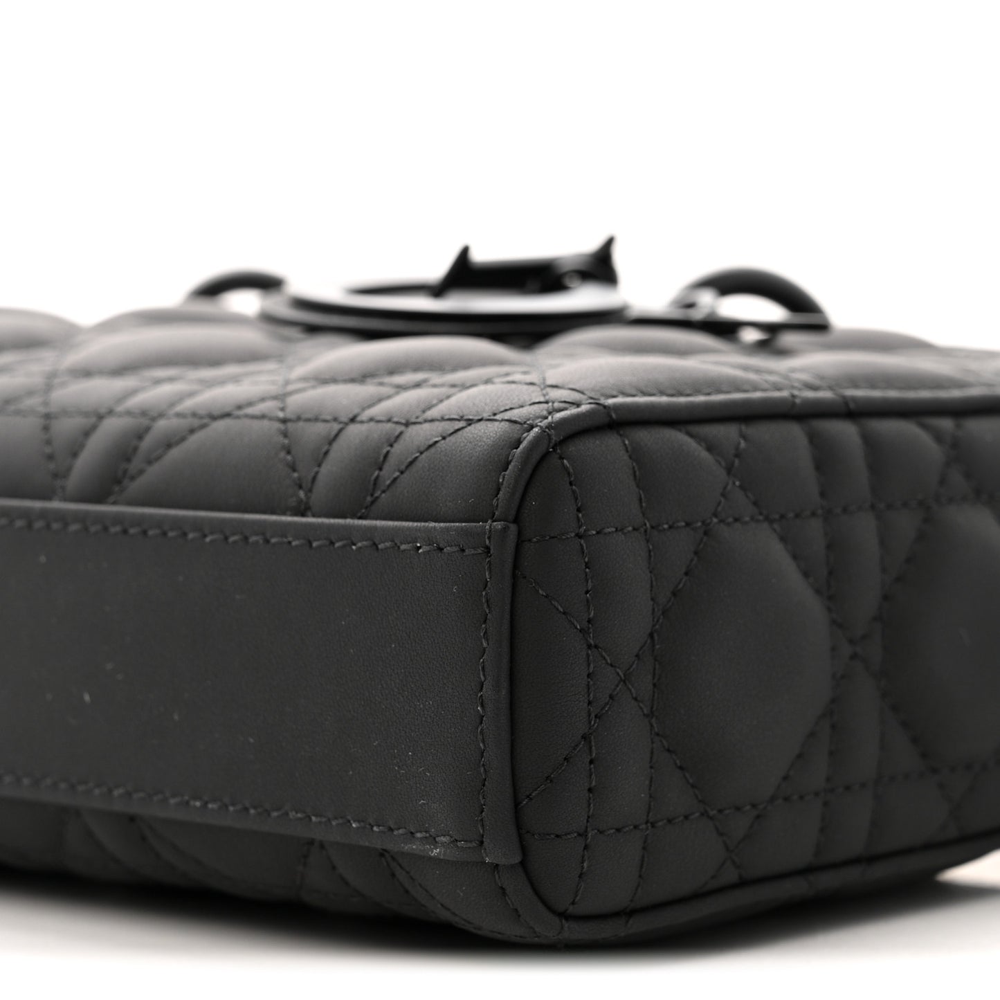 Ultra Matte Calfskin Cannage Medium Lady D-Joy Black