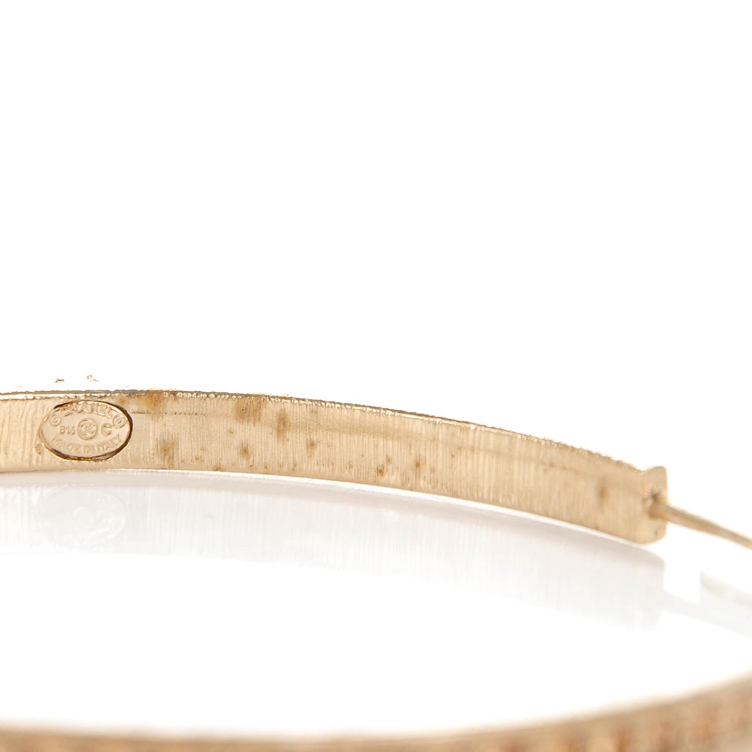 Chanel Crystal CC Hoop Earrings Pale Pink Gold 5 of 6