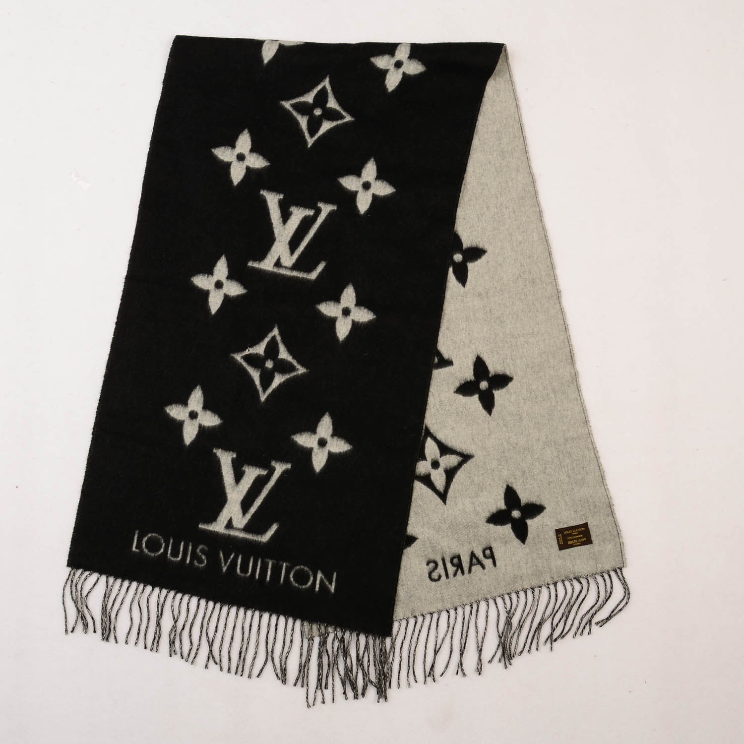 Louis Vuitton Cashmere Monogram Reykjavik Scarf Black 3 of 5