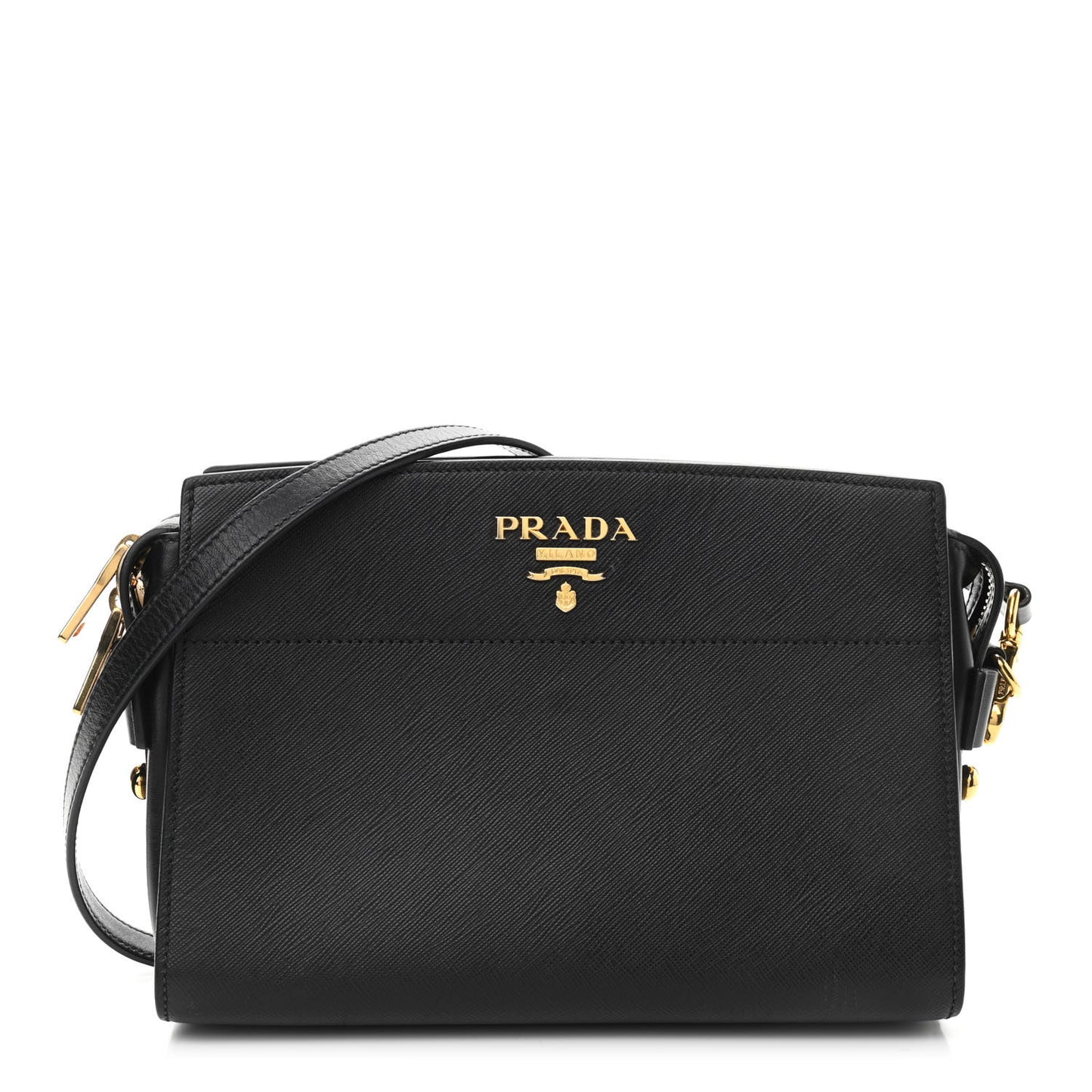 Saffiano City Calfskin Esplanade Crossbody Bag Black