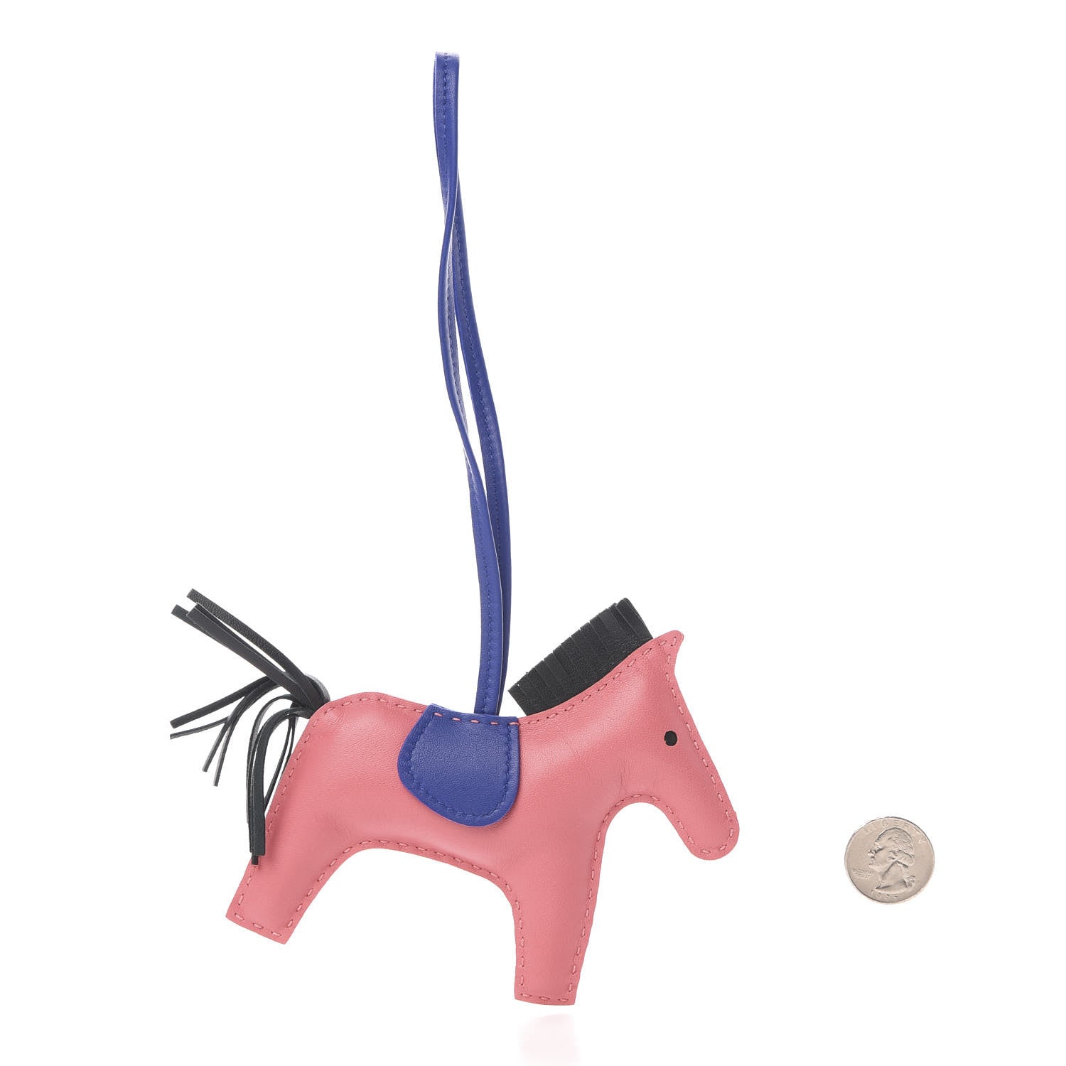 Hermes Milo Lambskin Grigri Rodeo Bag Charm MM Rose Azalee Bleu Electrique Vert Cypress 2 of 5