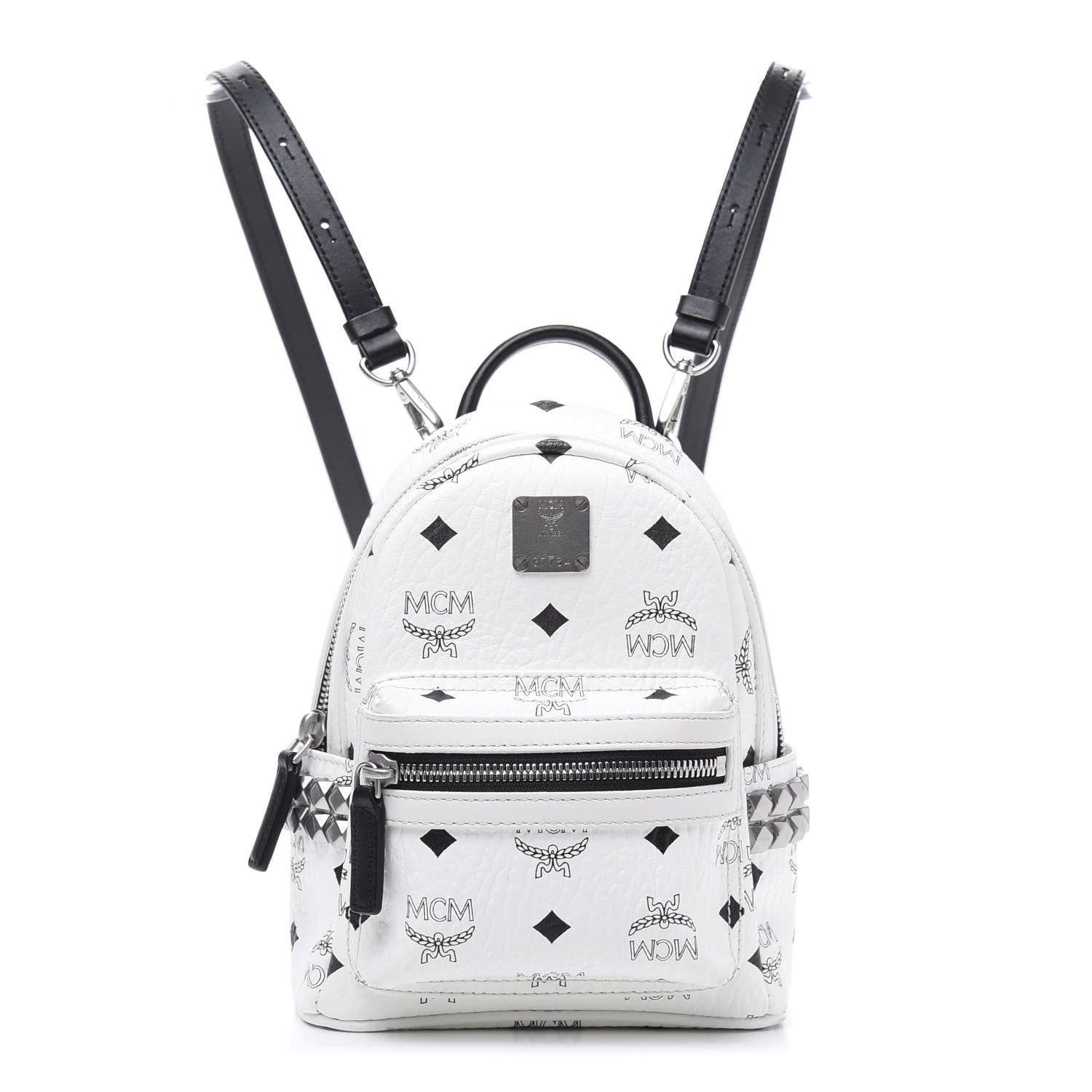 MCM Visetos Studded X-Mini Bebe Boo Backpack White 1 of 9