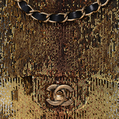 Chanel Sequin Medium Single Flap Silver Gold 8 of 10