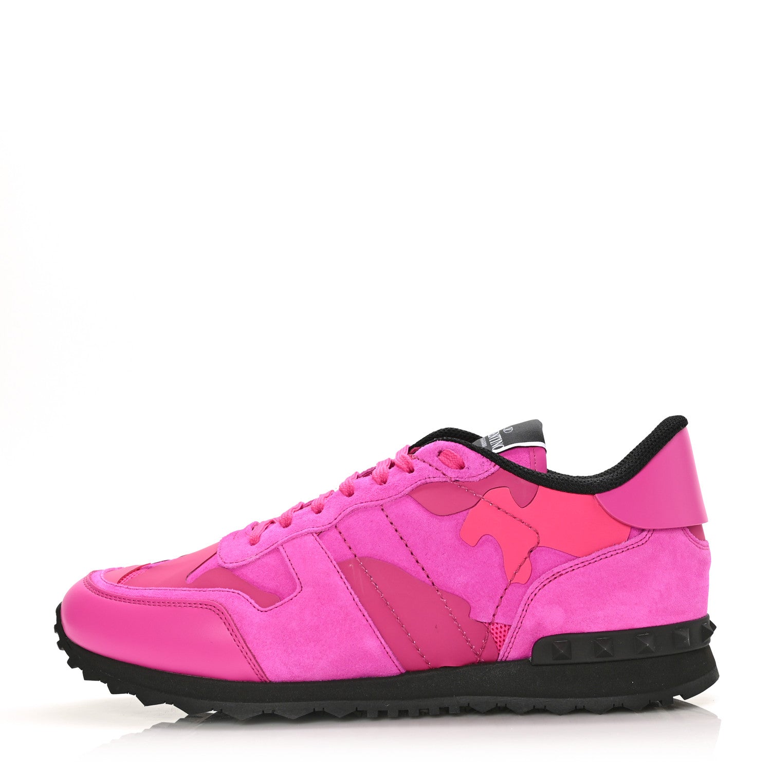 Valentino Garavani Mesh Fabric Suede Camouflage Mens Rockrunner Sneakers 43 Pink PP Black 1 of 8