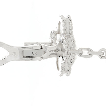 Van Cleef & Arpels 18K White Gold Mother of Pearl Chalcedony 3 Motifs Magic Alhambra Earrings 4 of 5
