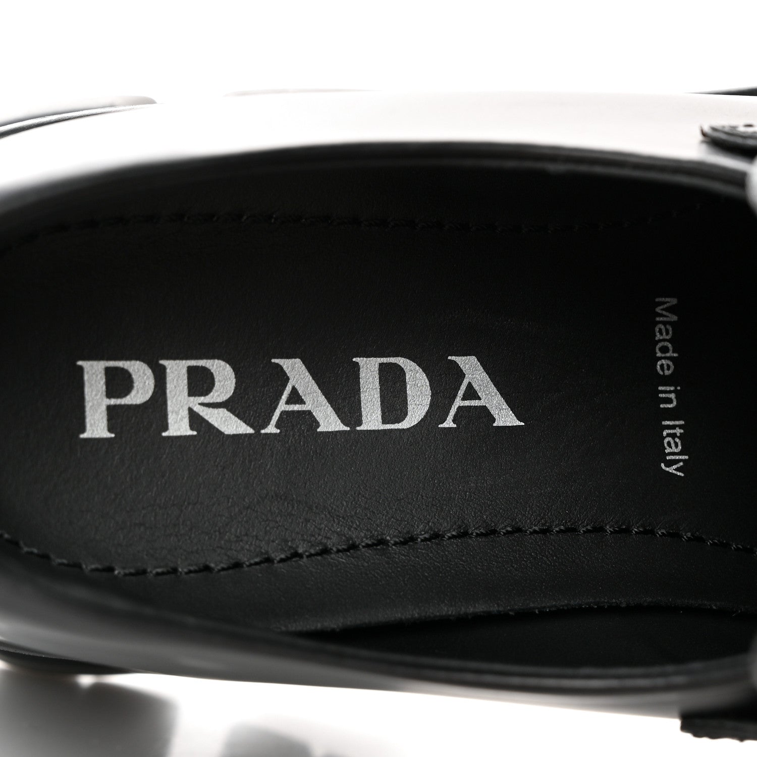 Prada Spazzolato Rois Metal Triangle Logo Monolith 55mm Loafers 39 Black 8 of 13