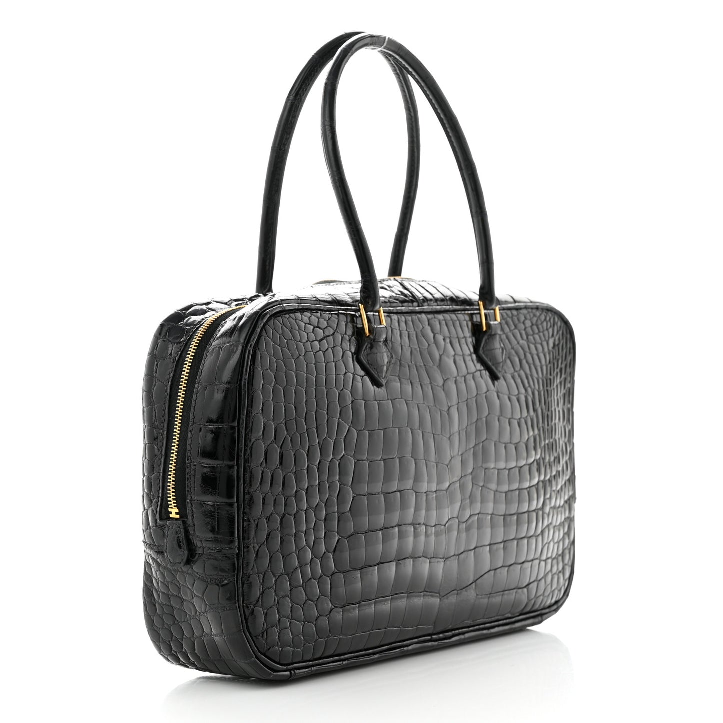 Shiny Porosus Crocodile Plume Elan 28 Black