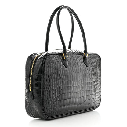 Hermes Shiny Porosus Crocodile Plume Elan 28 Black 3 of 9